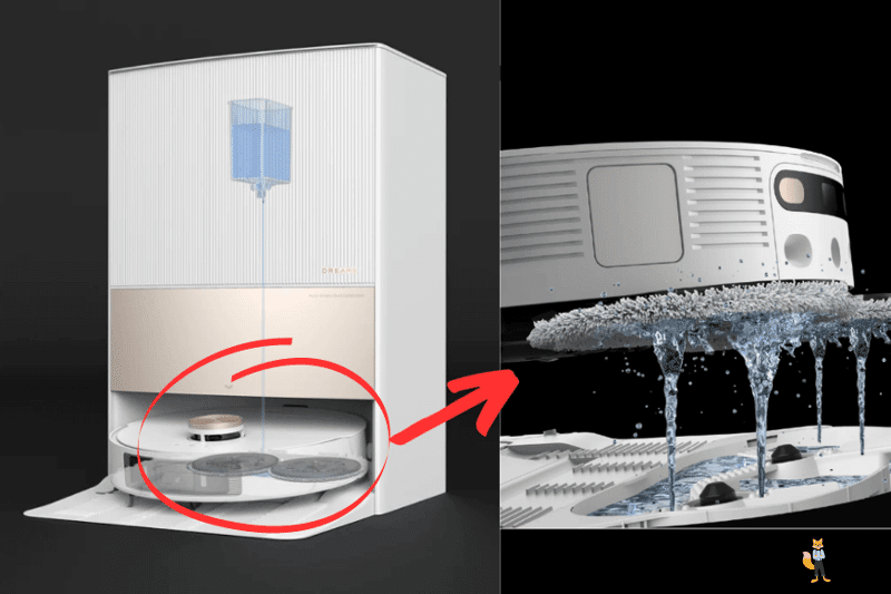 Салфетка моется на базовой станции Dreame L20 Ultra.